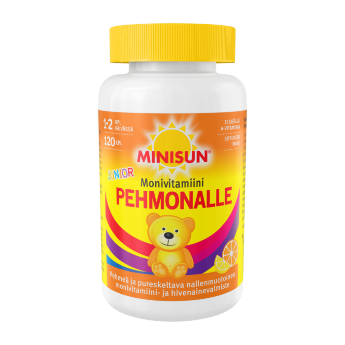 Minisun Monivitamiini Pehmonalle Sitrus jr. 120 kpl