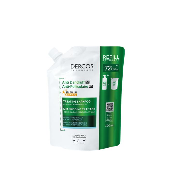 Vichy Dercos Shampoo Anti-dandruff rasv. hiuksille täyttöpakkaus 390 ml kuva 2