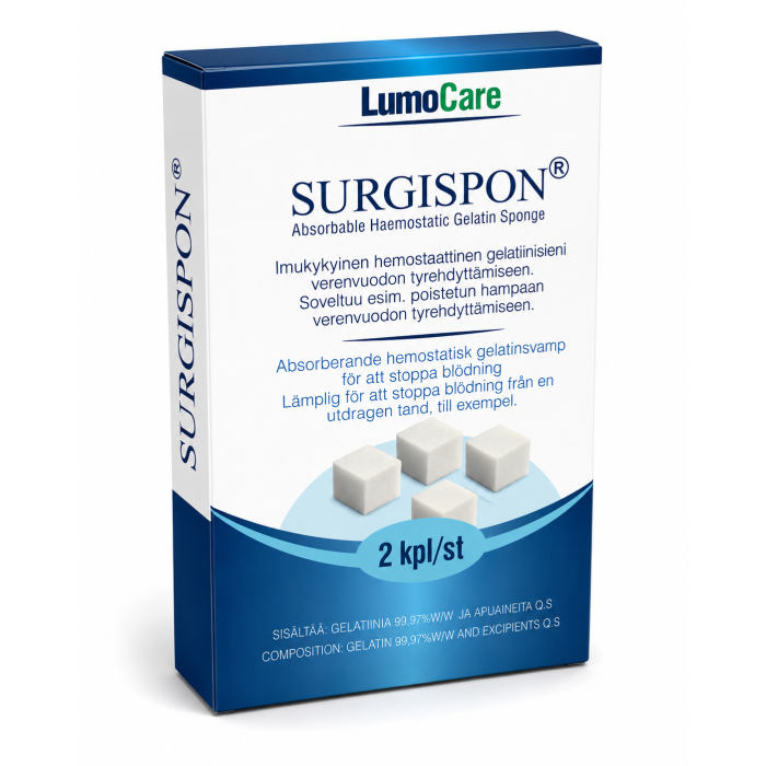 Lumocare Surgispon 10x10x10mm hemostaattinen gelatiinisieni 2 kpl