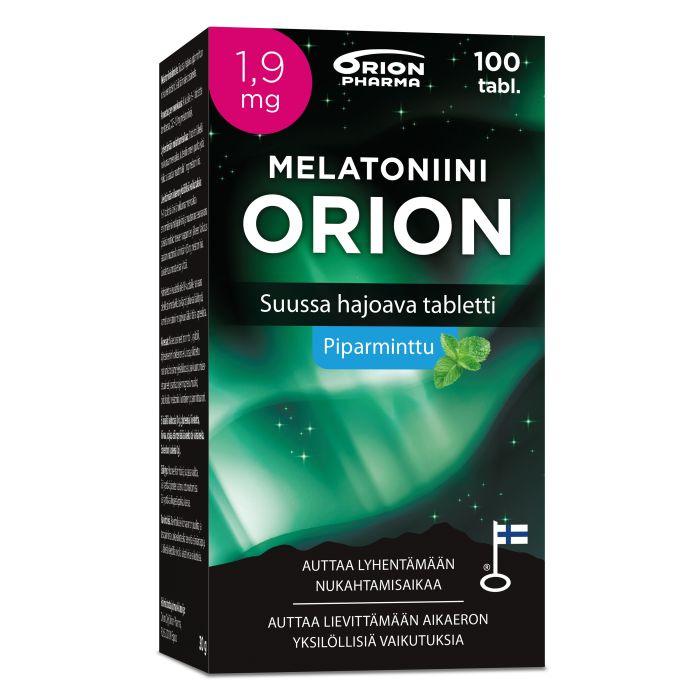 19211_MelatoniiniOrion_piparminttu_1_9mg_100tabl_kartonki_vasemmalta_RGB