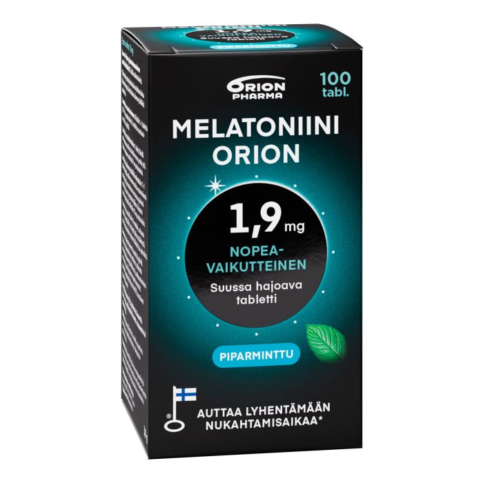 Melatoniini Orion 1,9 mg piparminttu suussa hajoava tabletti 100 kpl kuva 1