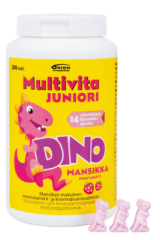 MULTIVITA JUNIORI DINO MANSIKKA MONIVITAMIINI 200 PURUTABL